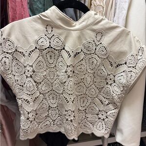 Sabina Musayev Cream Lace Blouse